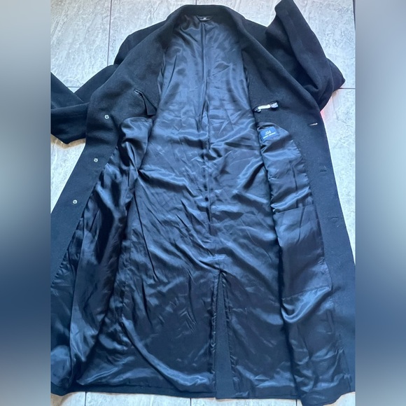 Brooks Brother 346 Men’s Long Black Topcoat Lambswool Cashmere Blend Winter L48 - Picture 5 of 13